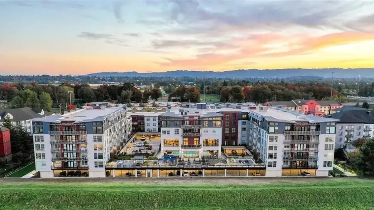 Aerial picture of an apartment property.