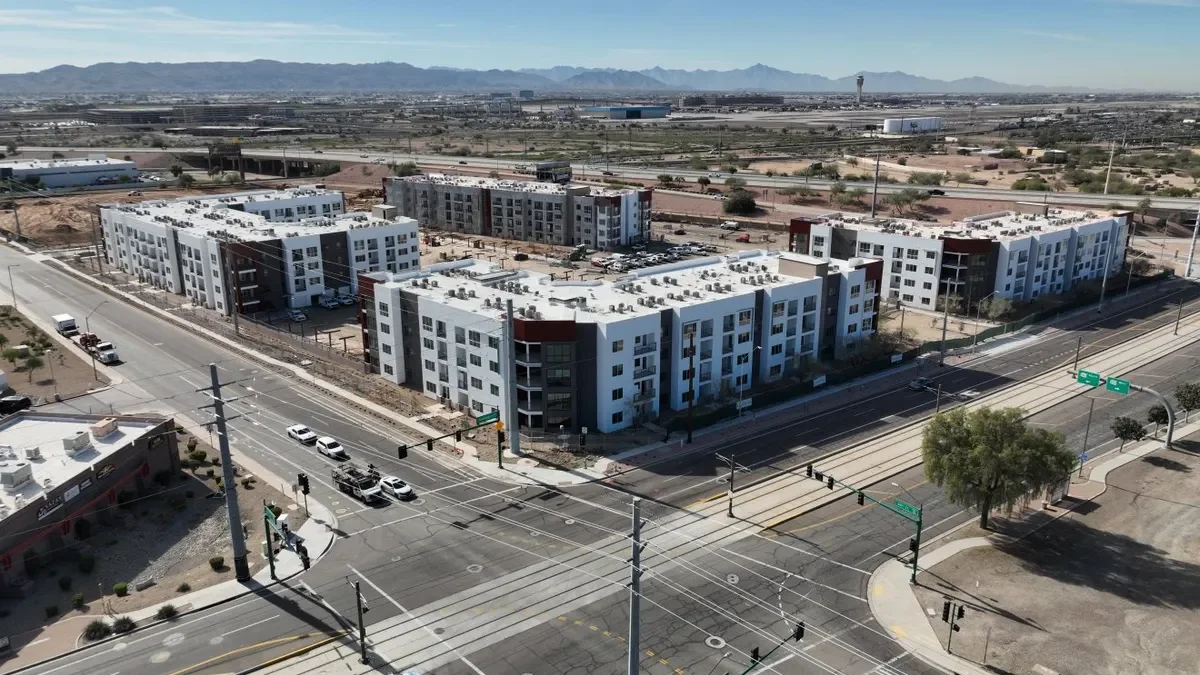 Aerial view of apartment property