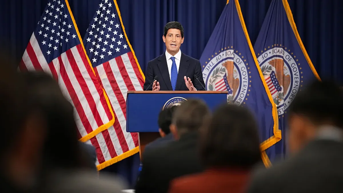 Federal Reserve Chair Kevin Warsh speaks during a news conference
